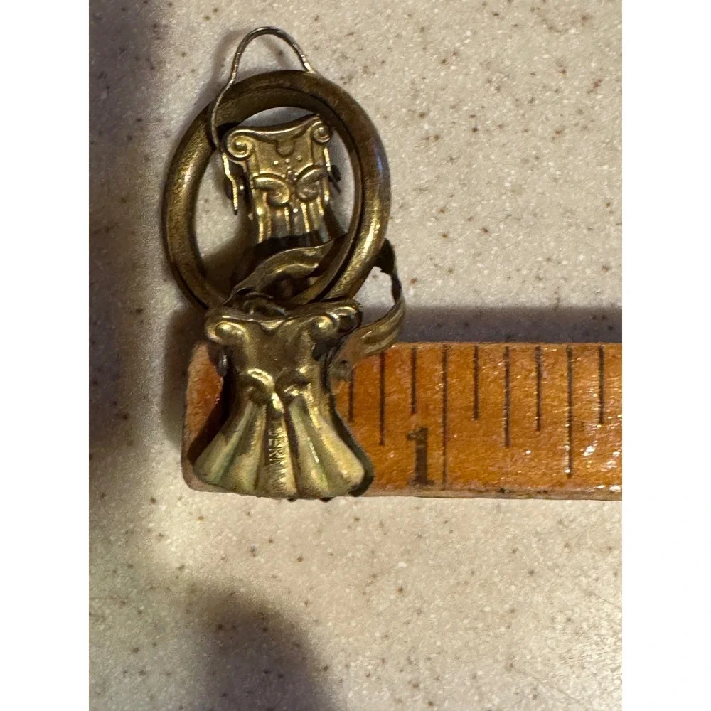 Vintage Brass Cafe Curtain Ring with Clips Germany Ornate Hardware